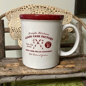 KRINGLE KITCHENS CANDY CANE FACTORY CHRISTMAS MUG